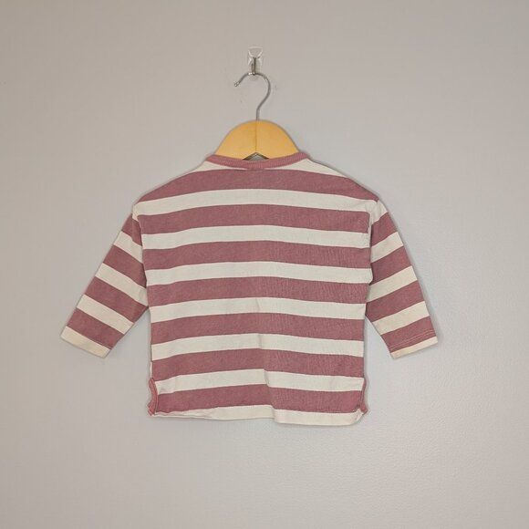 💚 2 for 20 💚 Zara Pink and White Striped Long Sleeve Tee - Picture 2 of 4
